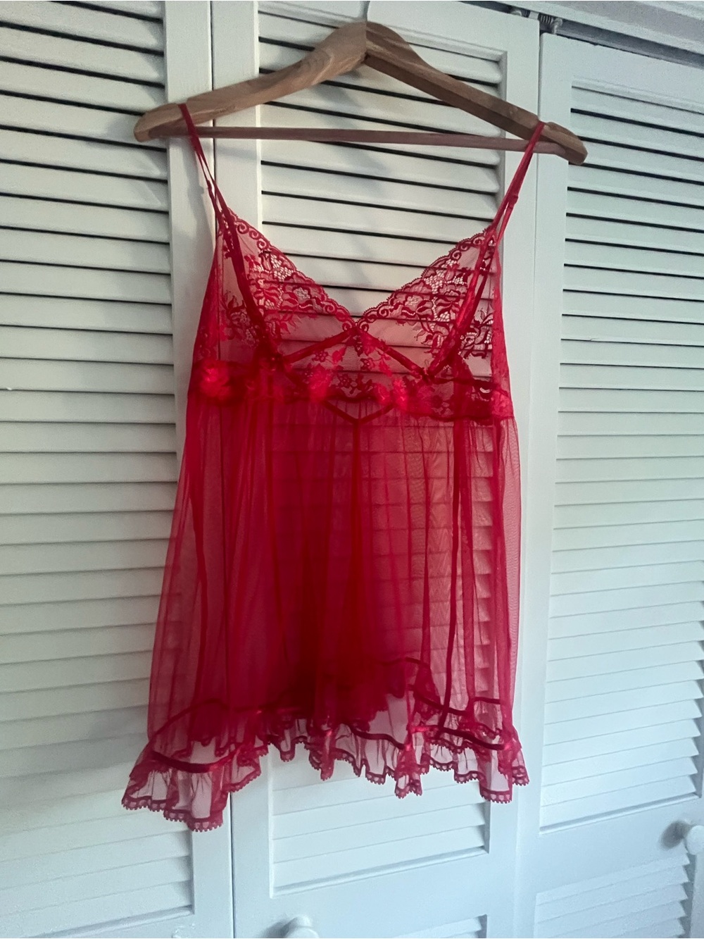 Victoria Secret Red Lace Mesh Babydoll Chemise